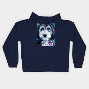 Tuxedo Aussiedoodle Dog by Robert Phelps Kids Hoodie